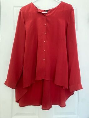 Eileen Fisher Button-Front Blouse Tunic 100% Silk M